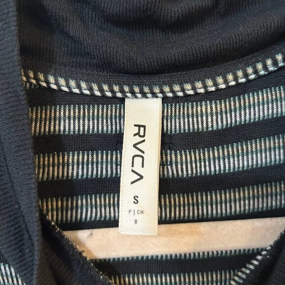 RVCA Striped Zip Up Mock Black Grey Mini Bodycon Dress Women’s Size Small - Picture 4 of 5